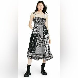 Sandy Liang Target Collaboration Black and White Patchwork Midi Dress Size XS